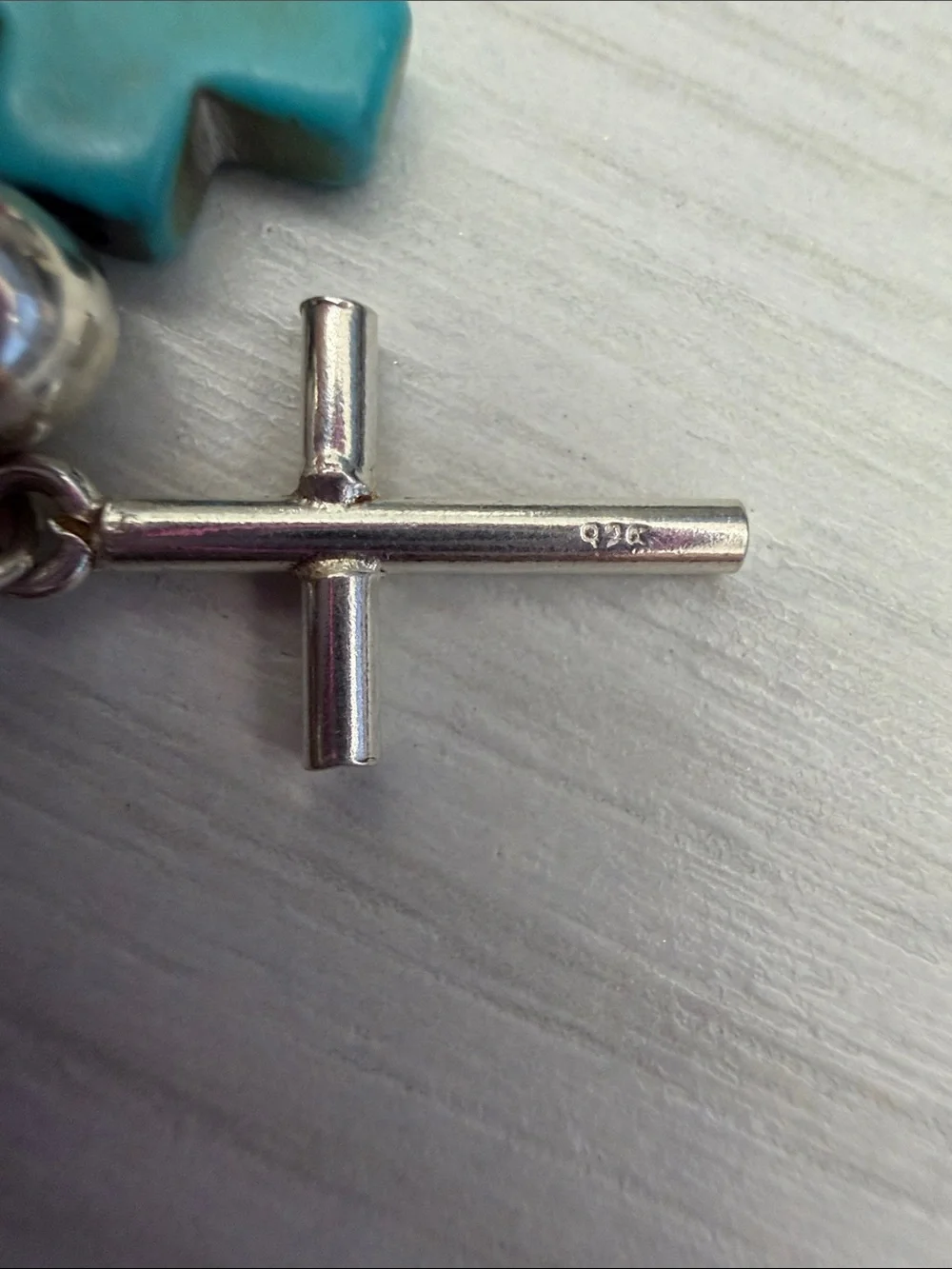 Sterling silver Turquoise Cross Bracelet with Red Crystal Accents